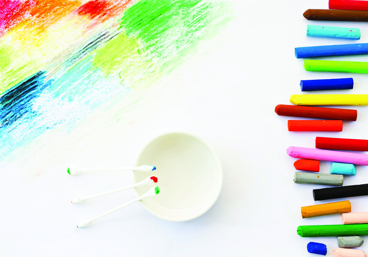 Colorful paint and art supplies